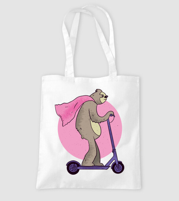 Leneș cu Trotinetă model alb pe tricou