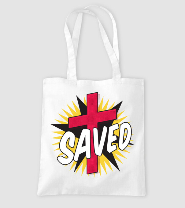 Saved Isus Cruce model alb pe tricou