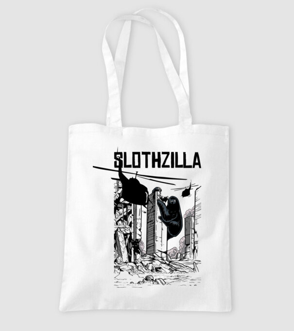 Slothzilla la atac amuzant tricou leneș amuzant model alb pe tricou