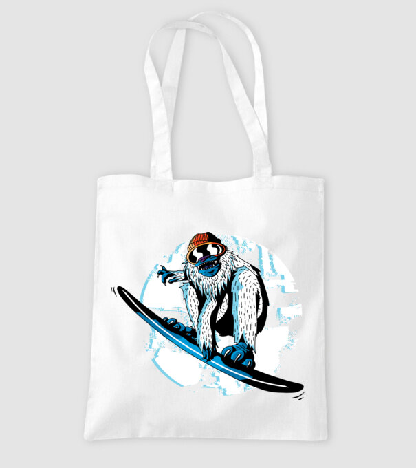 Yeti Snowboarder model alb pe tricou