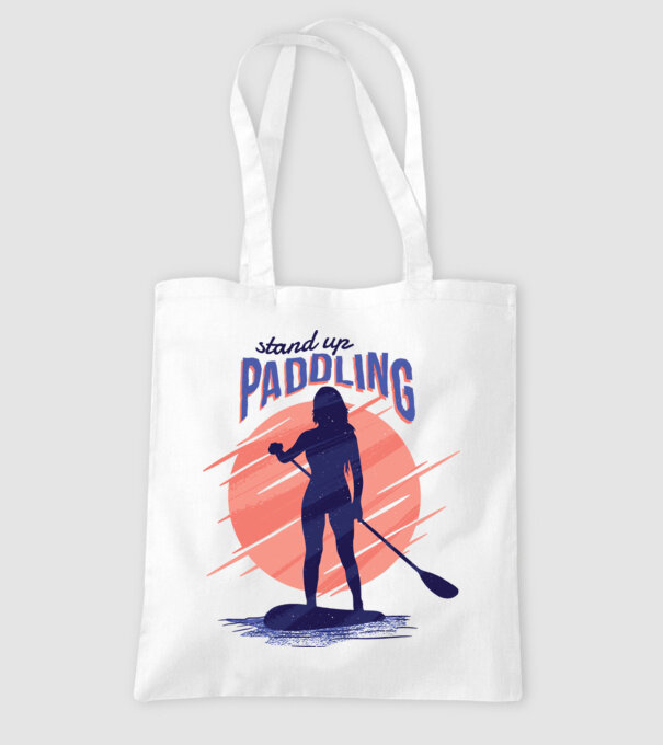 Tricou SUP Stand Up Paddle model alb pe tricou