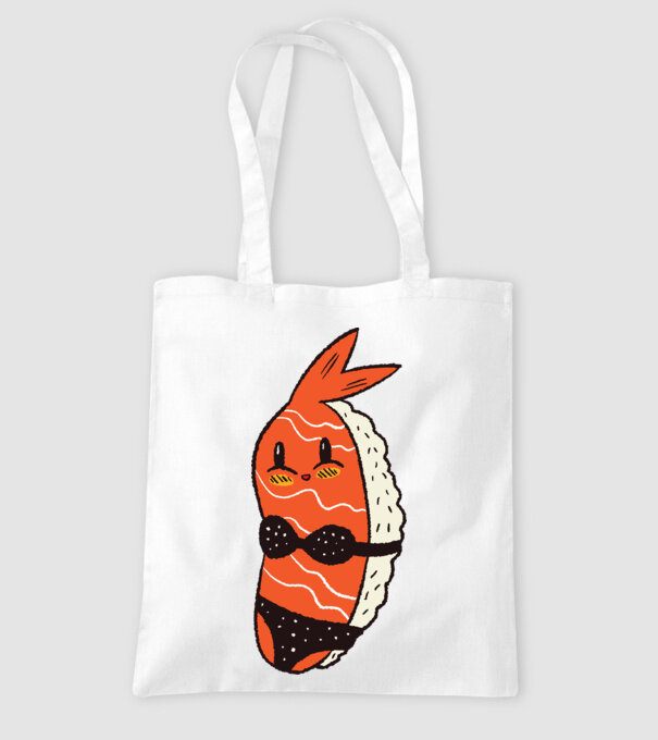Sushi în bikini model alb pe tricou