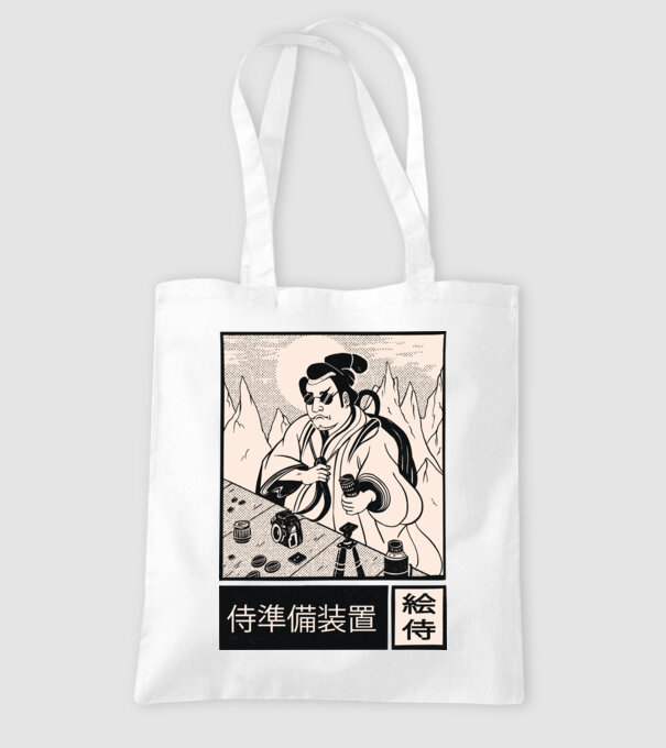 Samurai model alb pe tricou