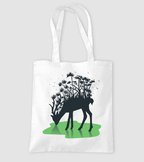 Natură cerb model alb pe tricou