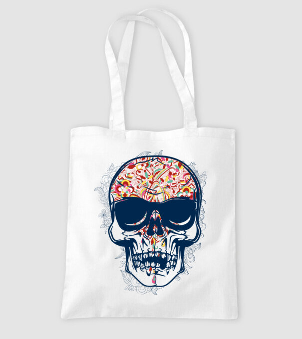 Craniu colorat model alb pe tricou