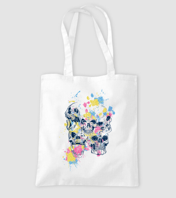 Cranii colorate model alb pe tricou
