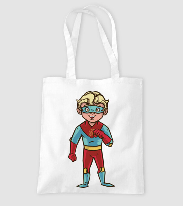 Băiat supererou model alb pe tricou