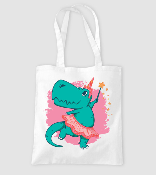 T-rex Balerină model alb pe tricou