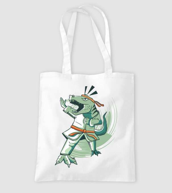 T-rex Karate model alb pe tricou