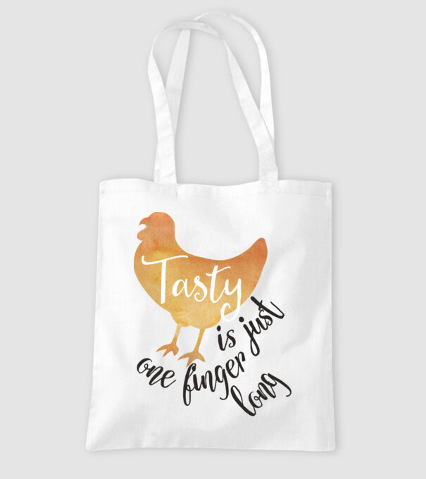 Tasty is just one finger long model alb pe tricou