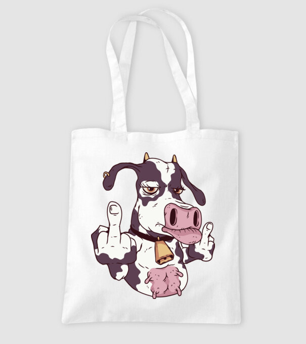 Vaca arată degetul model alb pe tricou
