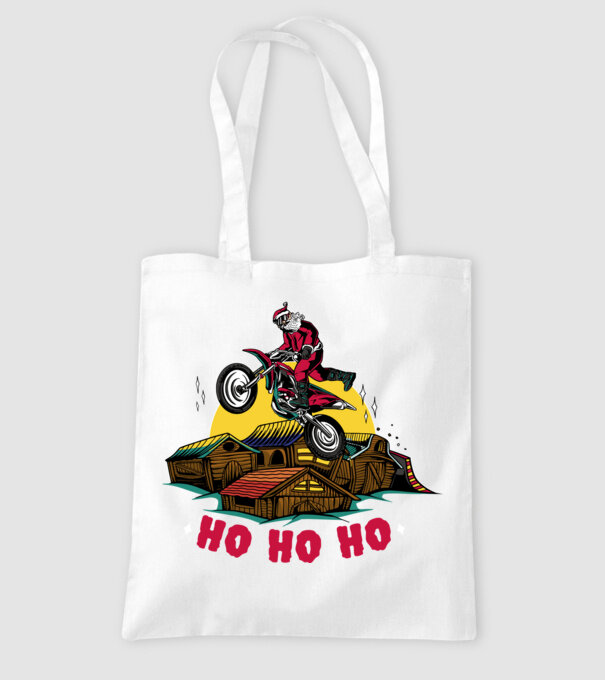 Moș Crăciun pe motocicletă Cross model alb pe tricou