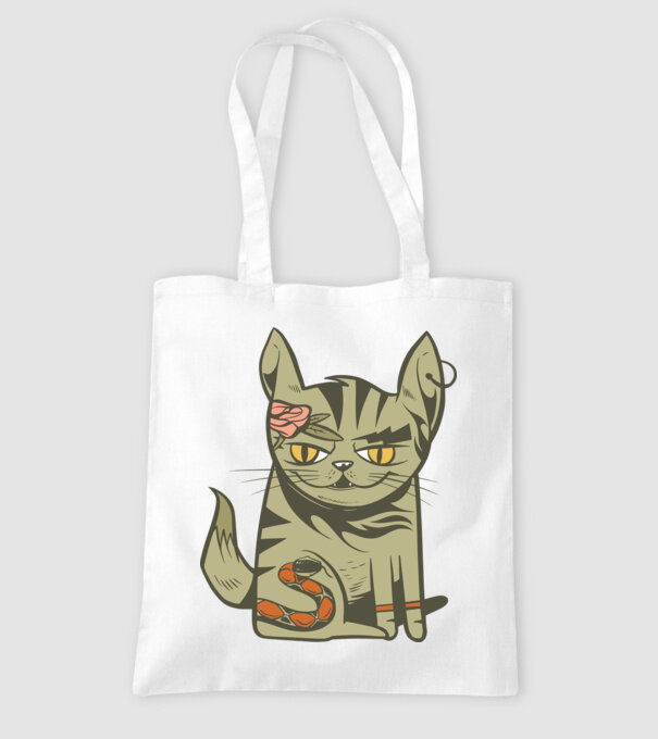 Pisoi tatuat model alb pe tricou