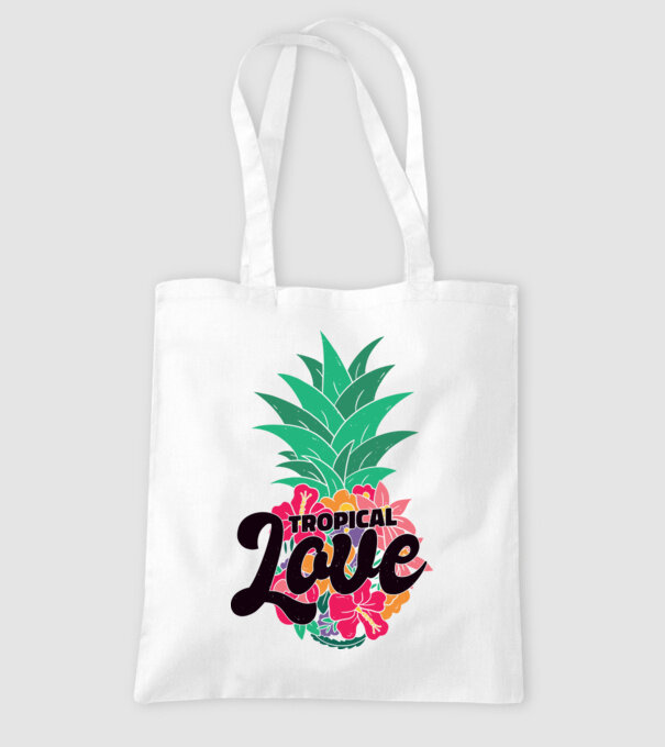 Ananas Tropical Love model alb pe tricou