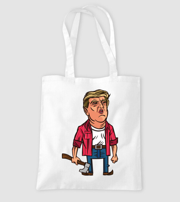 Trump tăietor de lemne model alb pe tricou
