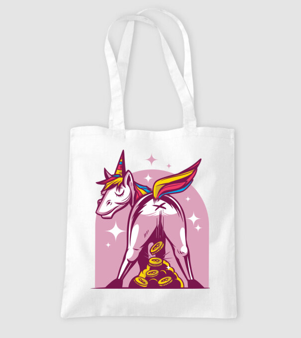 Unicorn Bitcoin model alb pe tricou