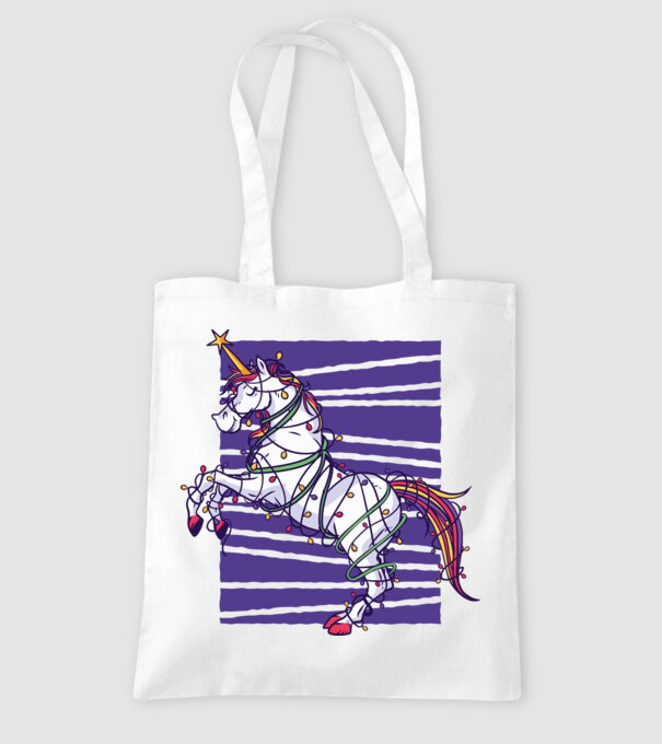 Unicorn pom de Crăciun model alb pe tricou