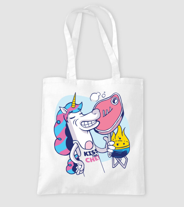 Unicorn Steak BBQ model alb pe tricou