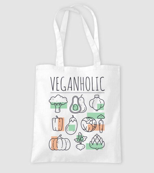 Veganholic model alb pe tricou