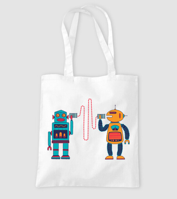 Walkie Talkie Robot model alb pe tricou
