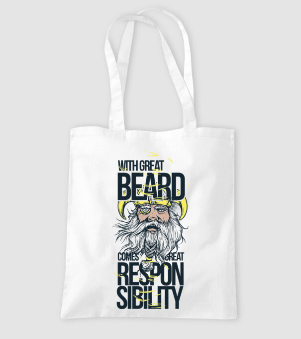 With great beard comes great responsibility model alb pe tricou