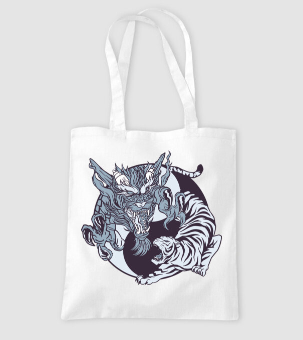 Yin Yang cu animale model alb pe tricou