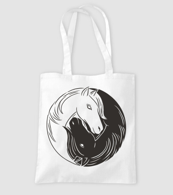 Călăreț Yin Yang model alb pe tricou