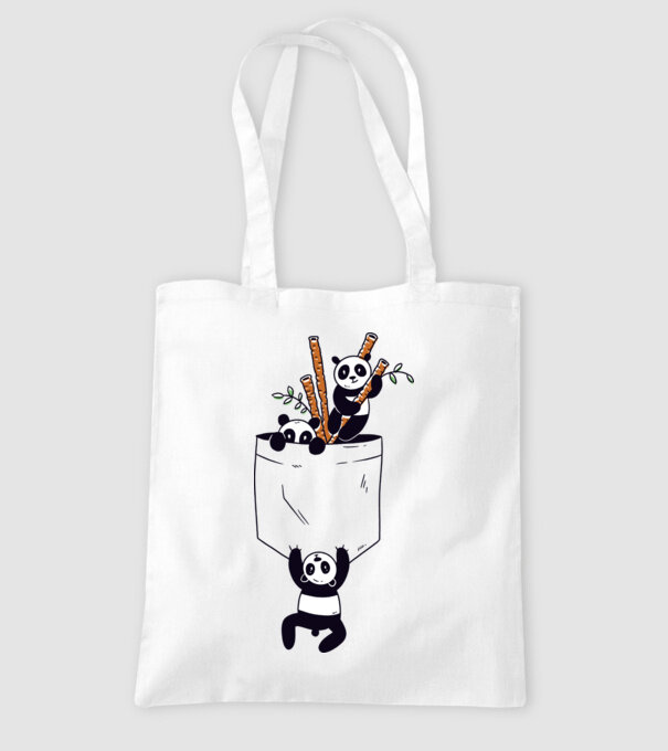 Panda de buzunar model alb pe tricou