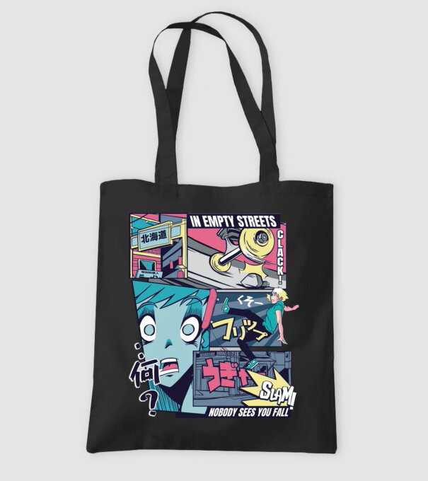 Anime Vaporwave Benzi desenate Skateboard model negru pe tricou