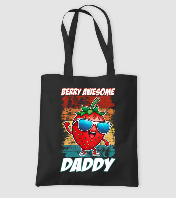 Berry Awesome Daddy Strawberry model negru pe tricou