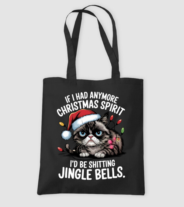Christmas Spirit Grumpy Cat Negru model negru pe tricou