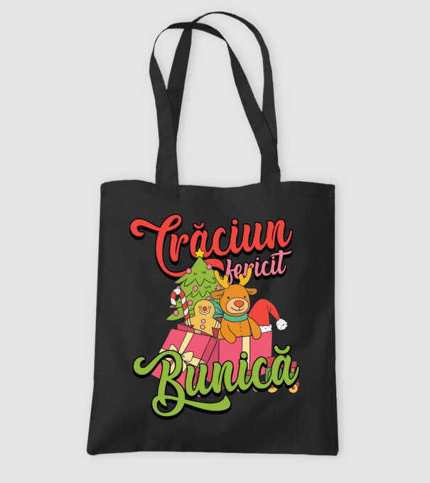 CRĂCIUN FERICIT BUNICĂ model negru pe tricou