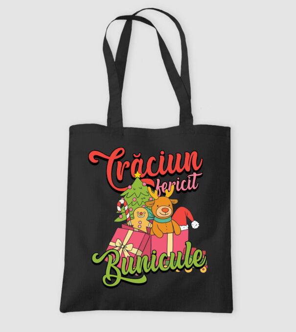 CRĂCIUN FERICIT BUNICULE model negru pe tricou