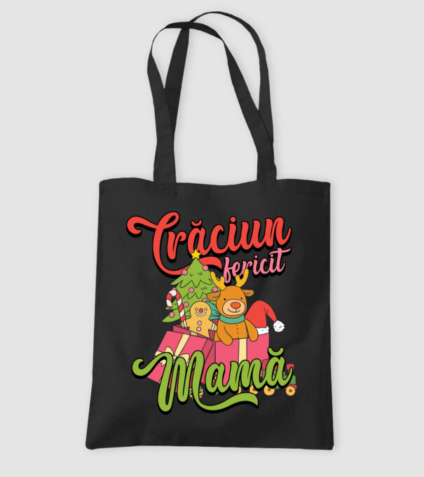 CRĂCIUN FERICIT MAMĂ model negru pe tricou