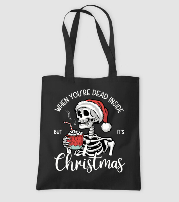 Dead inside, but it's christmas Negru model negru pe tricou
