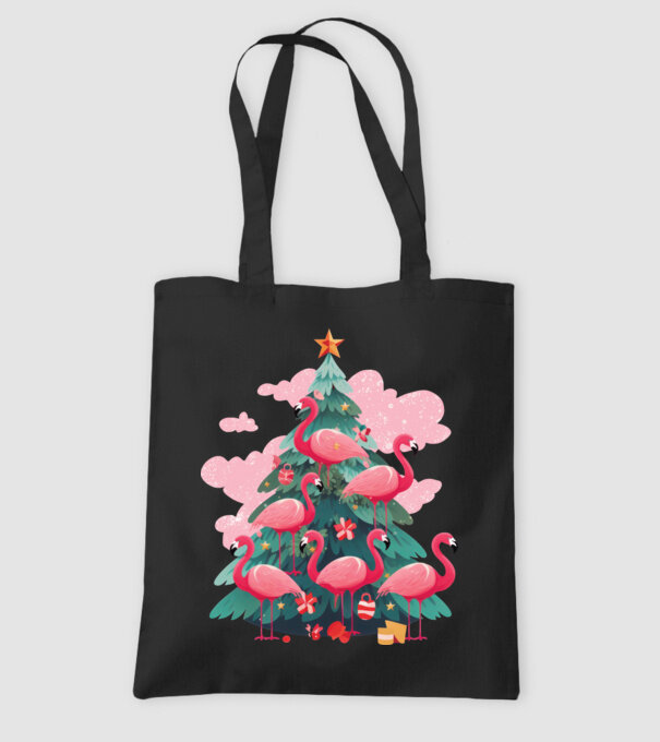 flamingo pom de Crăciun model negru pe tricou