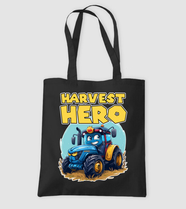 Harvest Hero Tractor model negru pe tricou