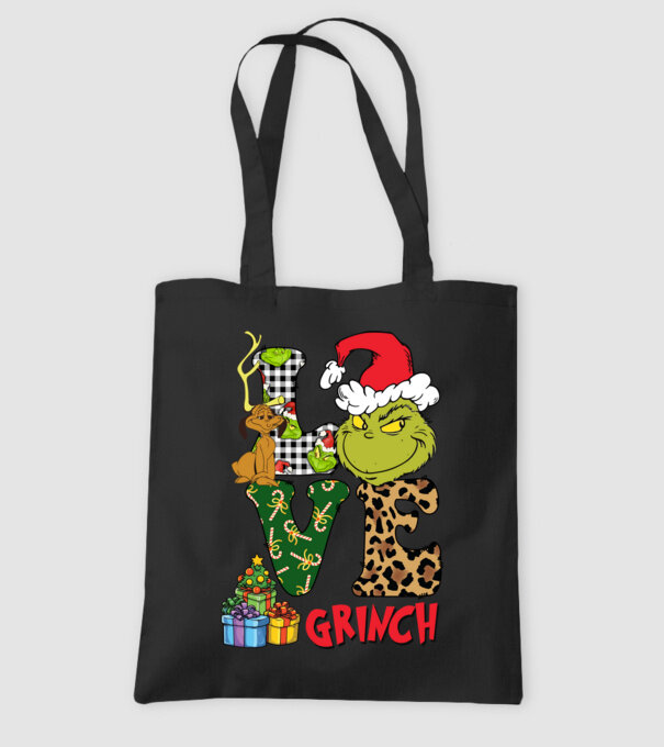 Love Grinch model negru pe tricou