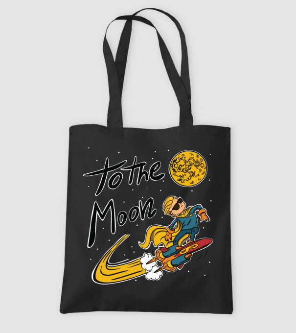 To the Moon Bitcoin model negru pe tricou