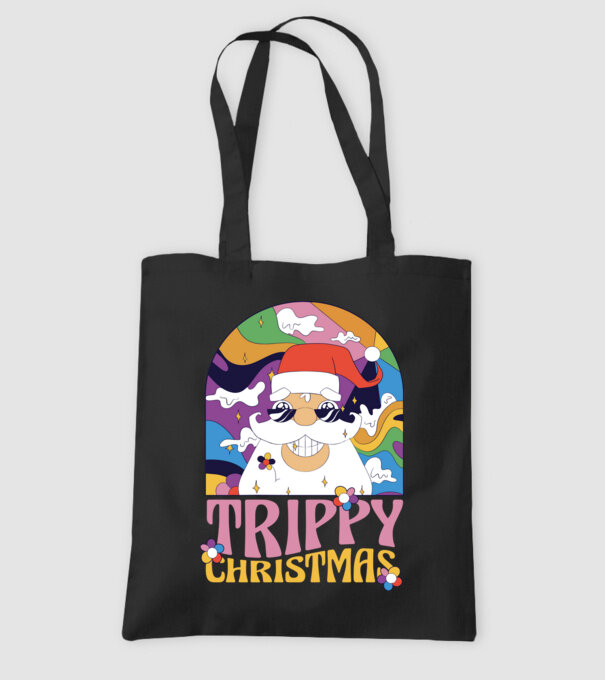 Trippy Christmas model negru pe tricou