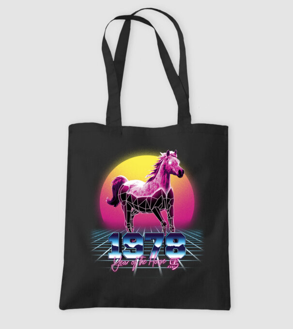 1978 Year of the Horse model negru pe tricou