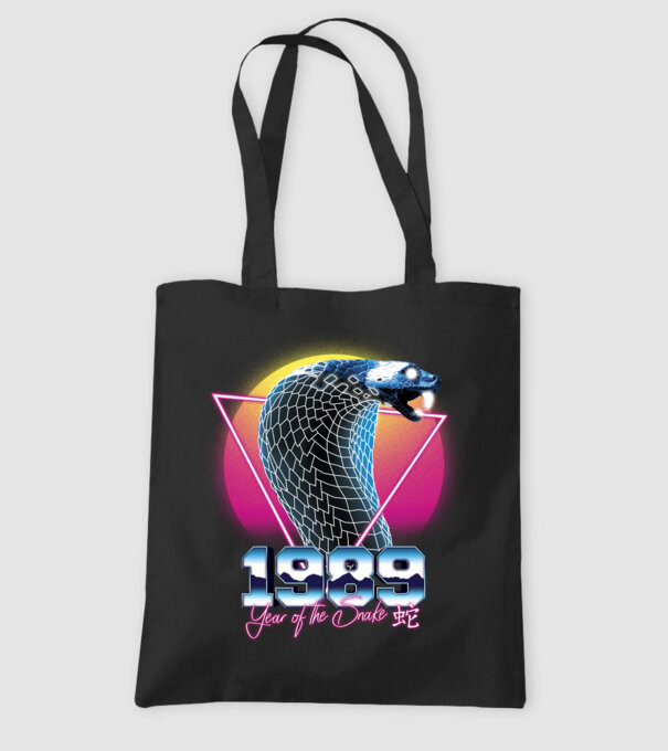 1989 Year of the Snake model negru pe tricou