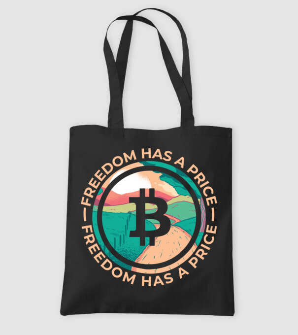 Libertatea are preț Bitcoin model negru pe tricou
