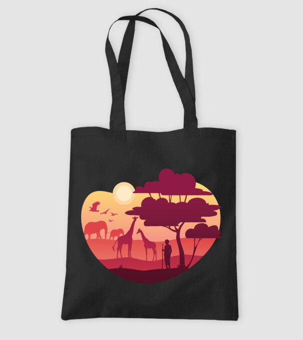 Peisaj african model negru pe tricou