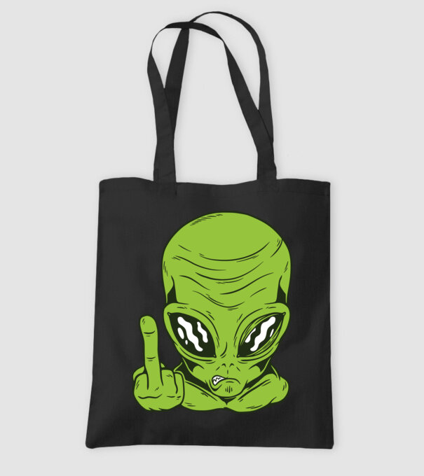 Alien arată degetul model negru pe tricou