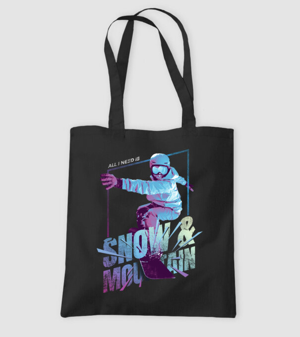 All I need is Snowboard model negru pe tricou