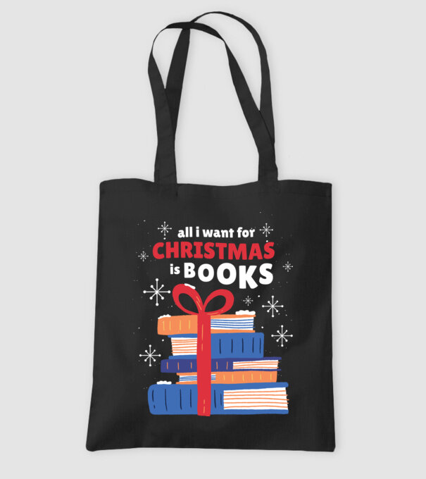 All I want for Christmas is Books tricou cu cărți model negru pe tricou