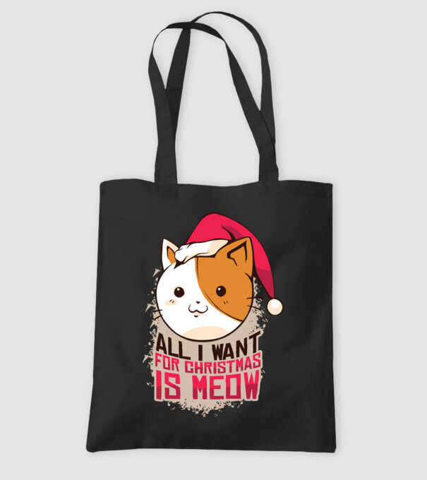 All I want for christmas is MEOW tricou cu pisică model negru pe tricou
