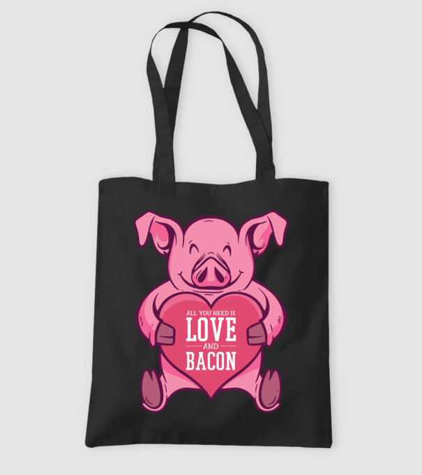 All you need is love and bacon model negru pe tricou