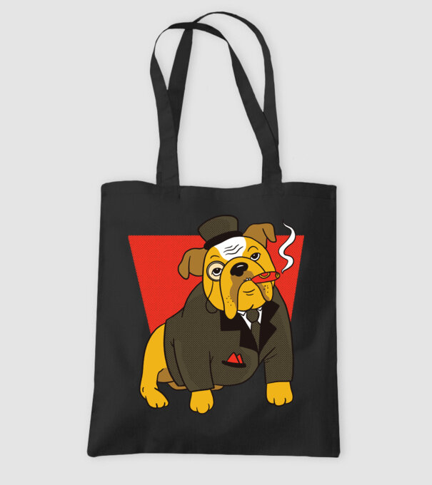 Bulldog englezesc cu trabuc model negru pe tricou